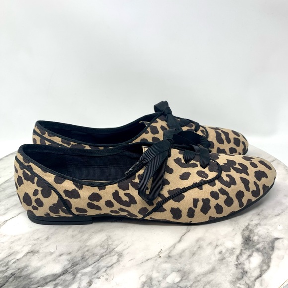 Aldo Leopard Print Oxford Flats 7 Animal Print Classic Preppy Academia Neutral - Picture 2 of 12